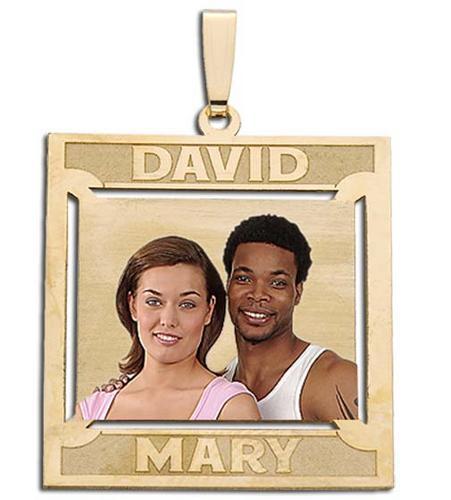 Square Shaped Pendant w/ 2 Names