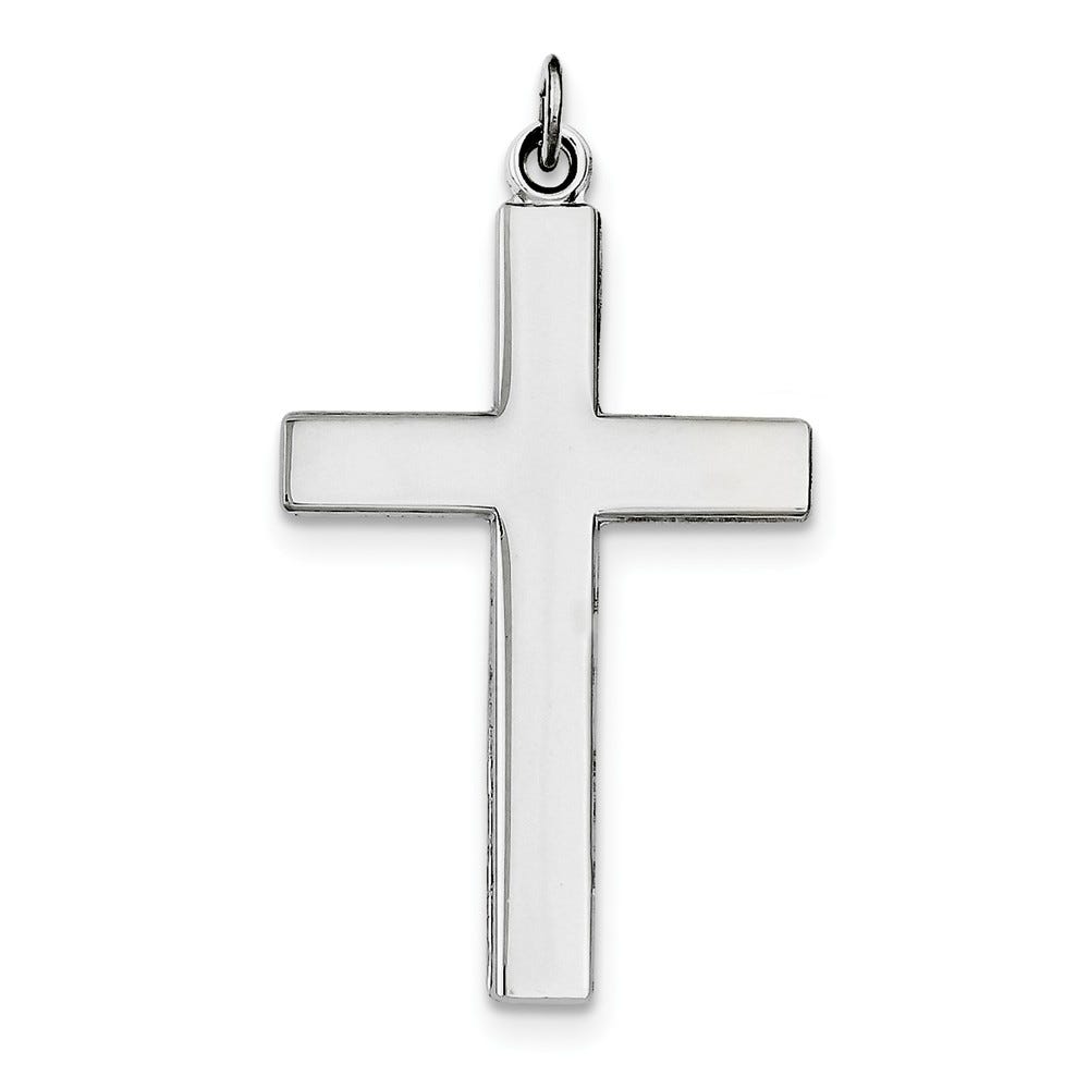 Sterling Silver Rhodium-plated Cross Lord\'s Prayer Pendant