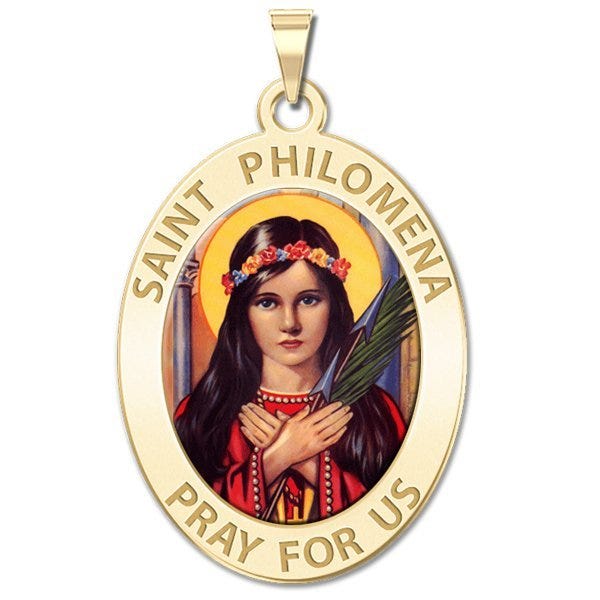 Saint Philomena Oval Religious Color Medal