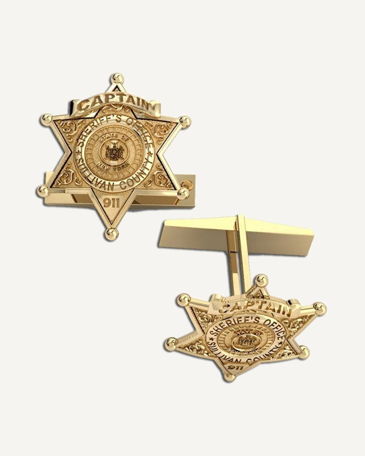 Personalized Sheriff Badge Cuff Links with Number, Rank & Dept.