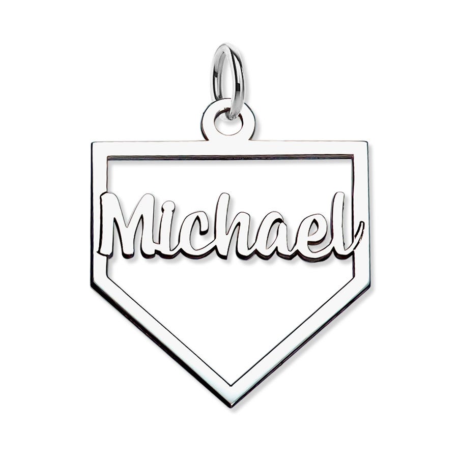 Personalized Cut-out Baseball Homeplate Pendant w/ Name