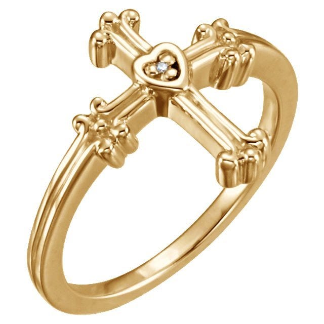 Trefoil Heart Cross Ring w/ Diamond Accent