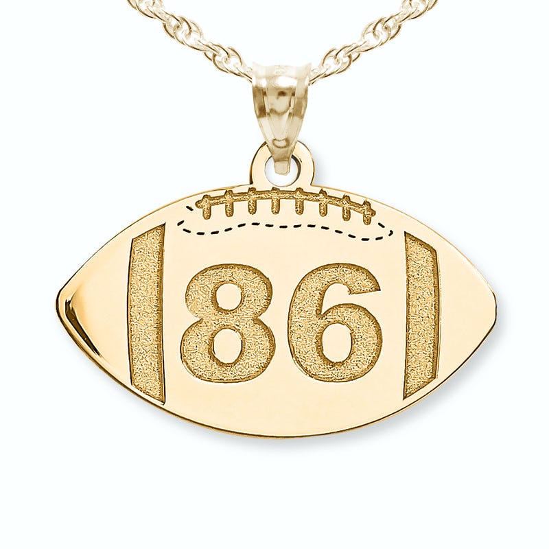 Custom Football Pendant w/  Number