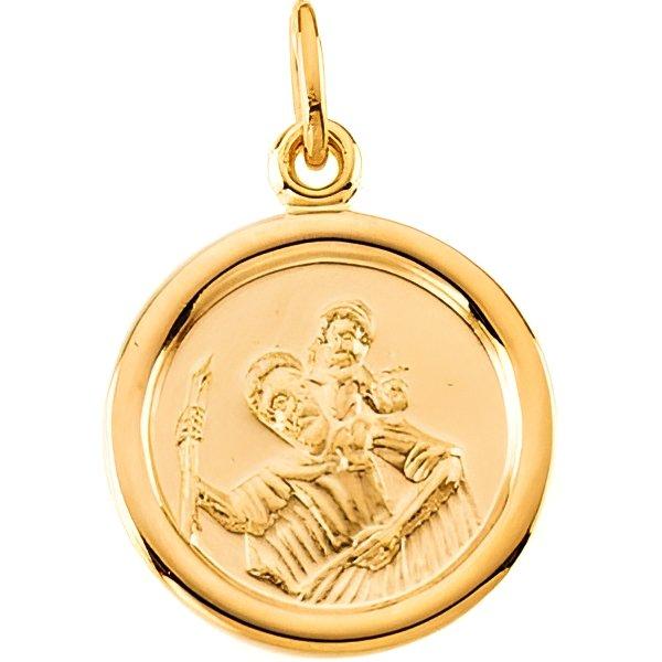 14K Gold Saint Christopher Religious Medal