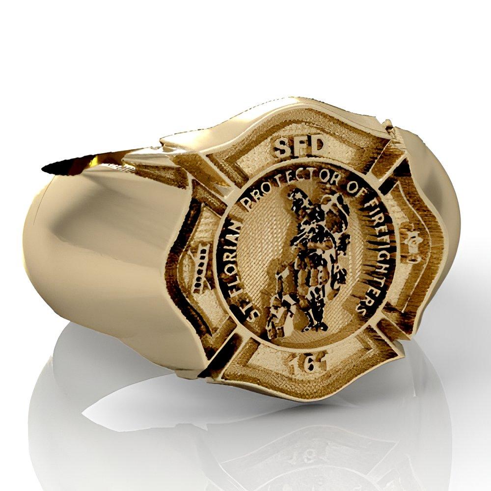 Personalized Saint Florian Firefigher Badge Ring