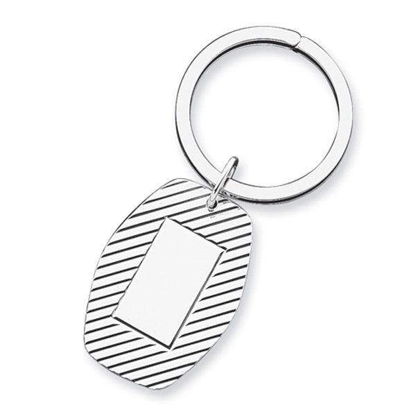 Engravable Sterling Silver Keychain - Sterling Silver 1 Inch Wide x 1 1/2 Inch Tall