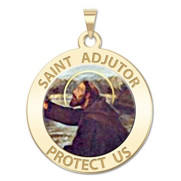 Saint Adjutor Round Religious Medal - Color "EXCLUSIVE"