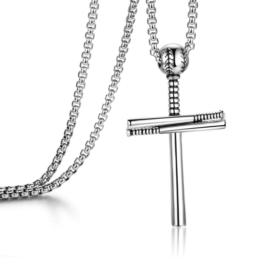 Baseball Bat Cross Pendant w/ 20 inch Chain