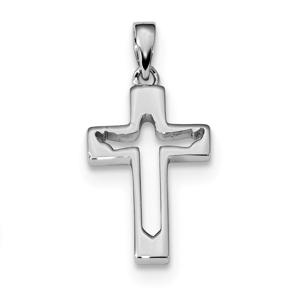 Sterling Silver Rhodium-plated Jesus Cut-out Cross Pendant