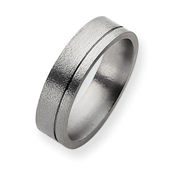 Titanium Grooved 6mm Satin and Polished Wedding Band
