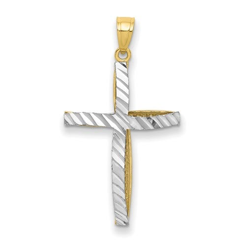 10k & Rhodium Cross Pendant