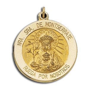 14K Yellow Gold Our Lady of Montserrate Religious Medal