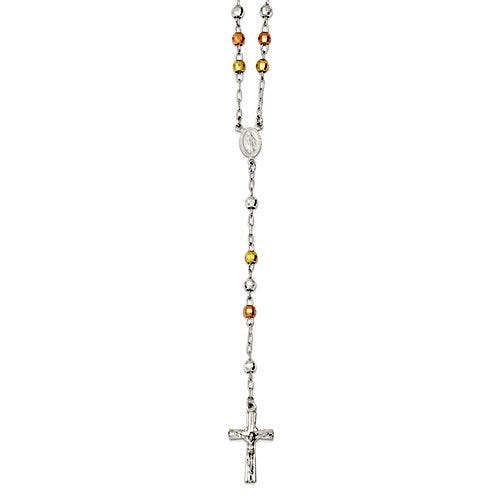 Polished Rosary Textured Beads Necklace /with Miraculous Medal