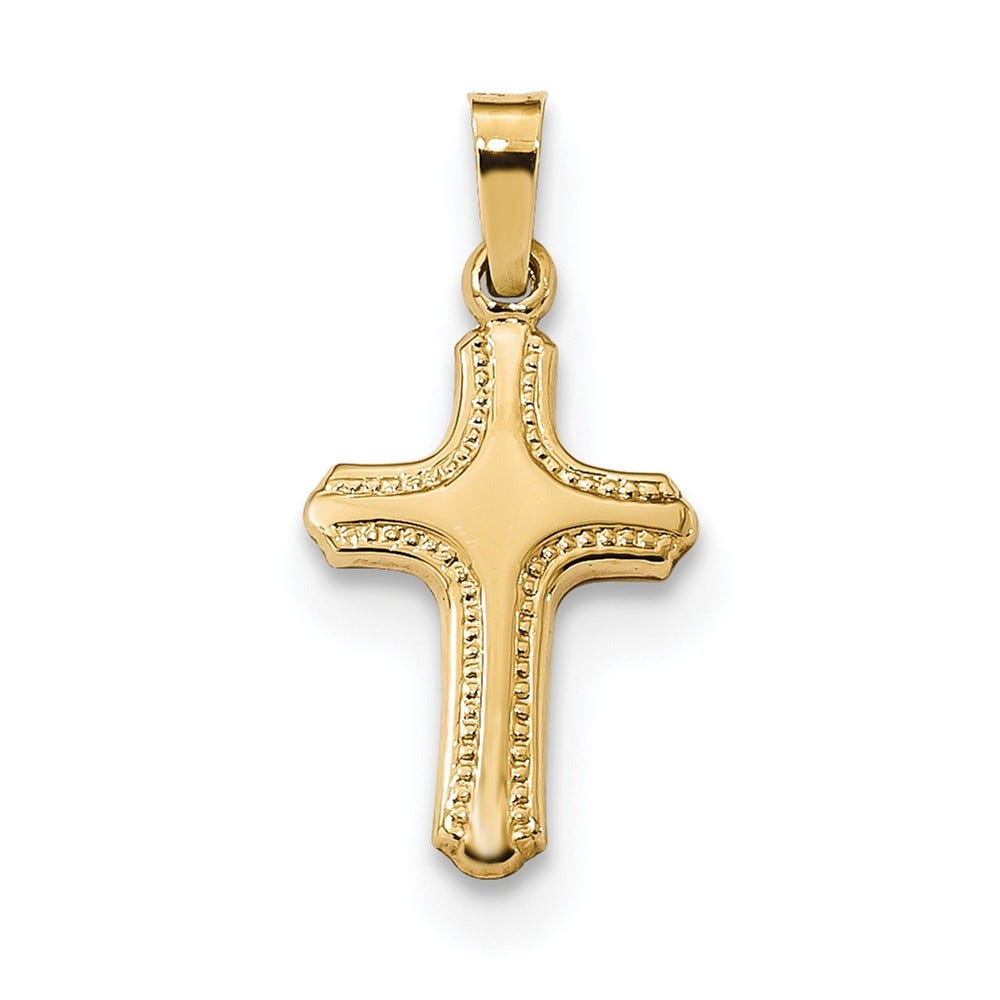 14k Polished and Textured Cross Pendant