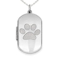 Silver Dog Tag Dog Paw Photo Locket