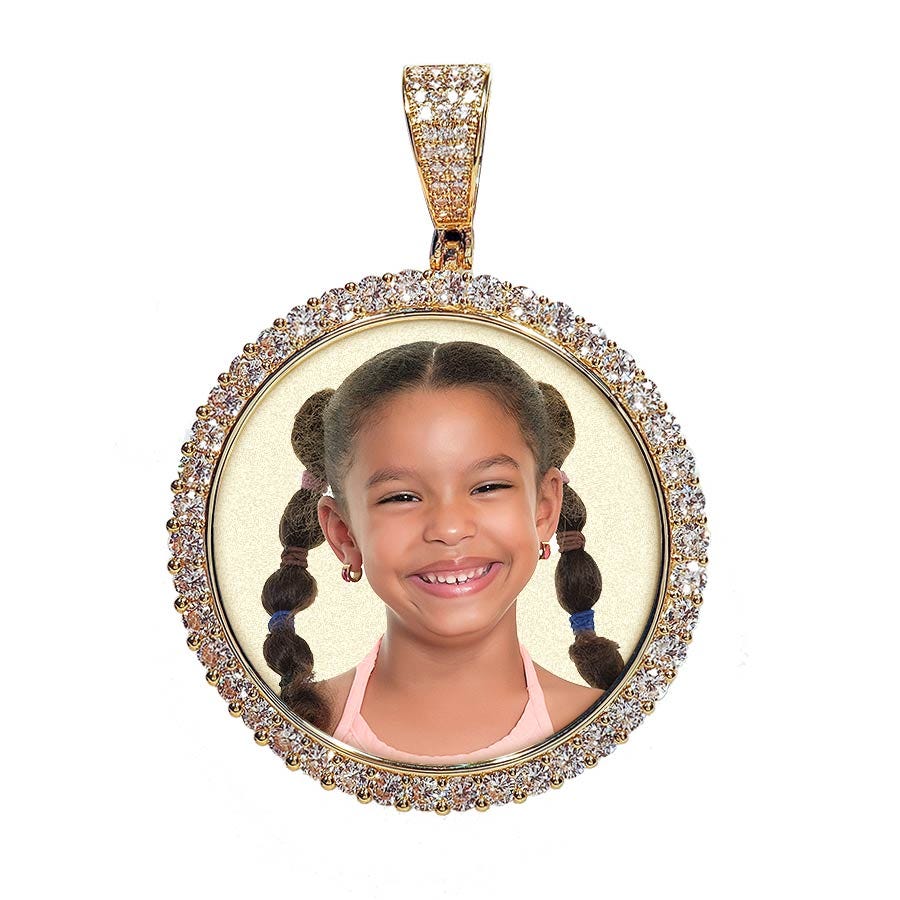 Photo Engraved Large Cubic Zirconia Pendant