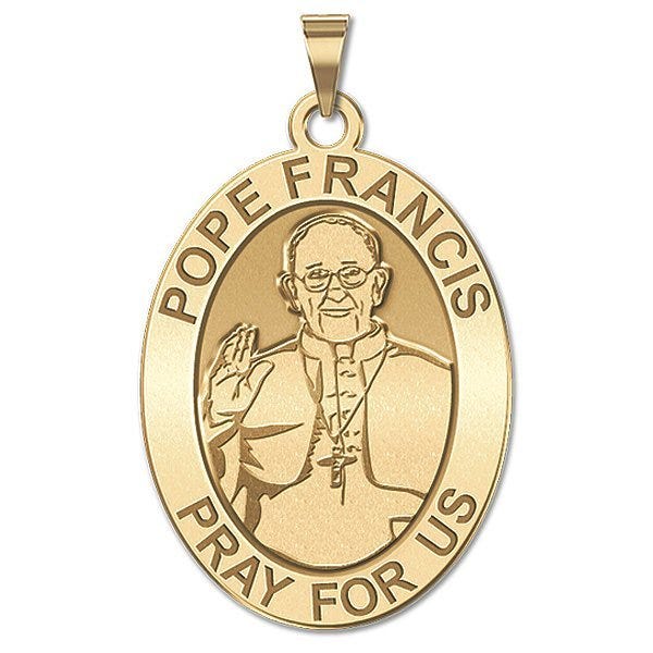 Pope Francis Religious Medal Oval Laser Engraved "EXCLUSIVE"