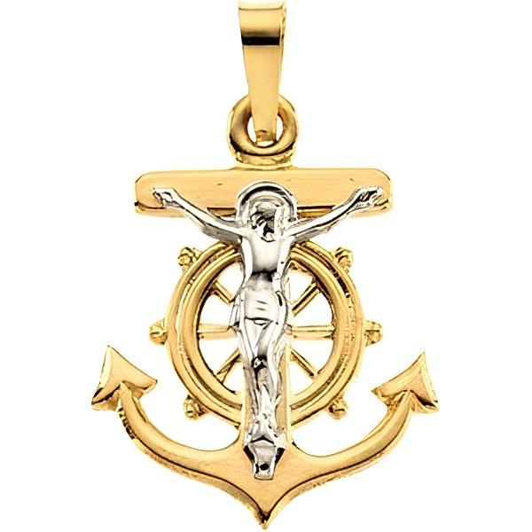 Two Tone Mariner's Cross Pendant