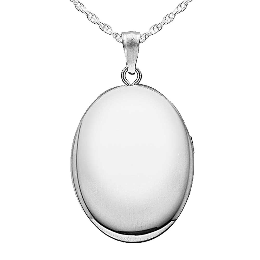 Silver Plain Small Oval Photo Locket