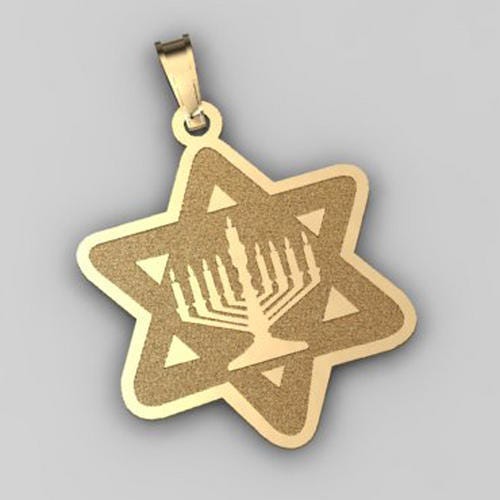 "Star of David" w/ Menorah Pendant