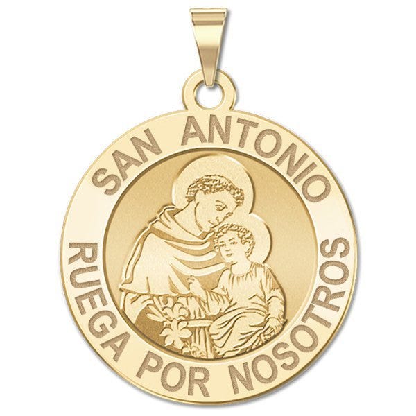 San Antonio Spanish Medalla Religiosa Redonda