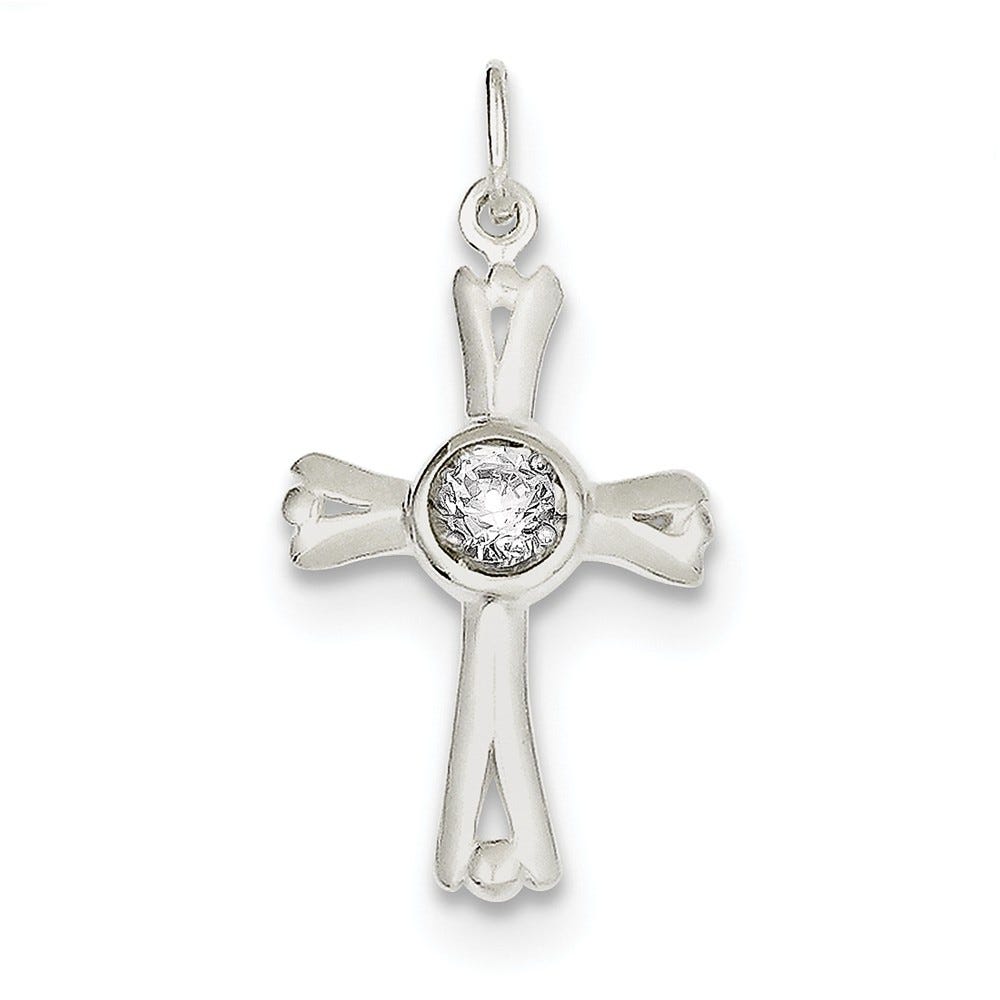 Sterling Silver CZ & Cross Pendant