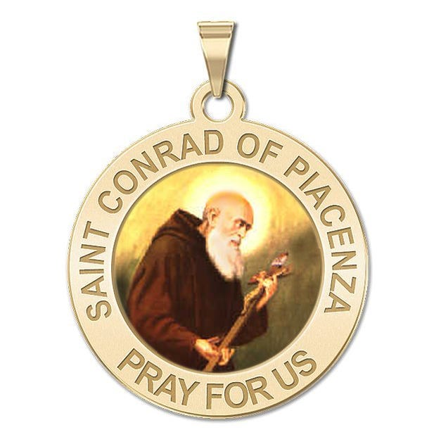 Saint Conrad of Piacenza Round Religious Medal Color