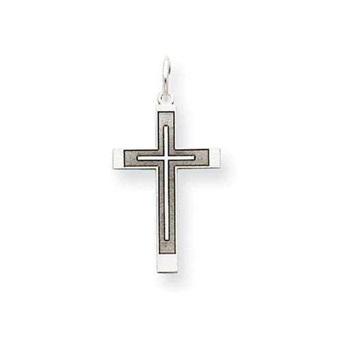 14K White Gold Laser Designed Cross Pendant