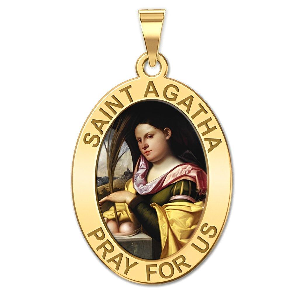 Saint Agatha Religious Color Oval Medal