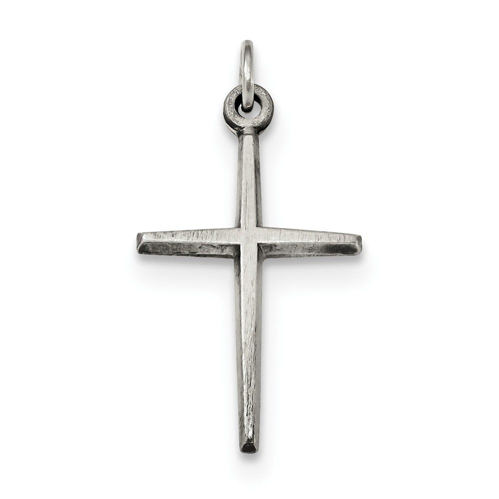 Sterling Silver Antiqued Passion Cross Charm