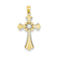 14k Rhodium Diamond-cut Flared-Tips Cross Pendant