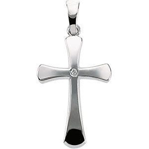 14K White Gold CROSS W/DIAMOND