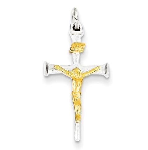 Sterling Silver & 18k Gold -plated Crucifix Charm