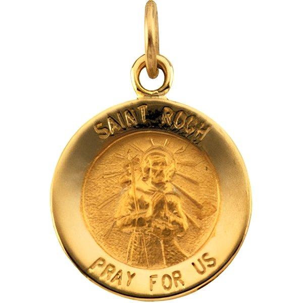 14K Gold Saint Roch Religious Medal