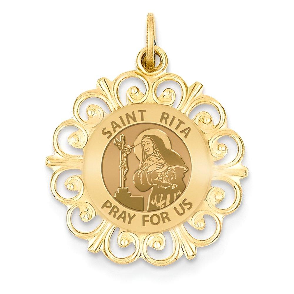 Saint Rita Round Filigree Religious Medal