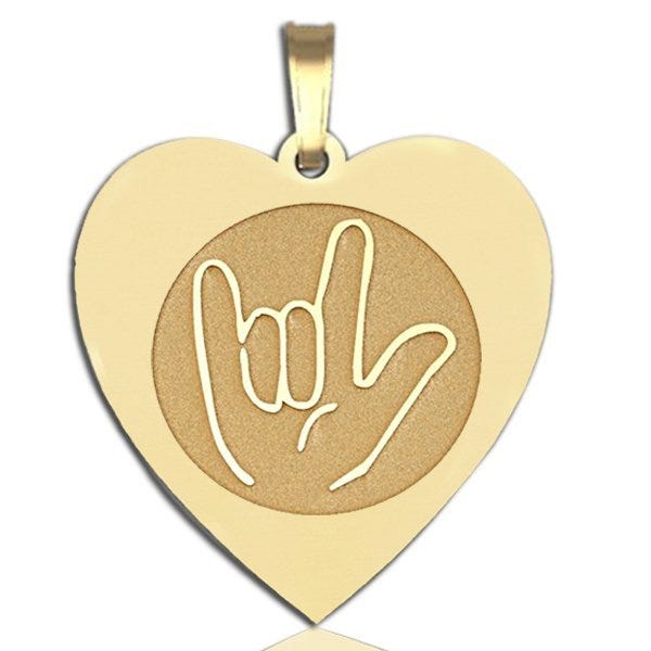 "I Love You" Hand Symbol Heart Shaped Charm or Pendant