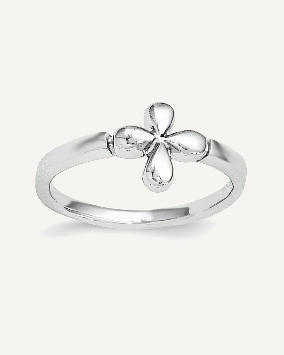 Sterling Silver Plated Children's Polished Cross Ring