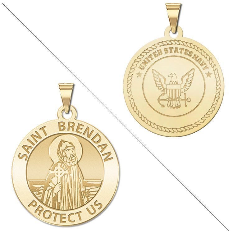 Saint Brendan Doubledside Navy Religious Medal