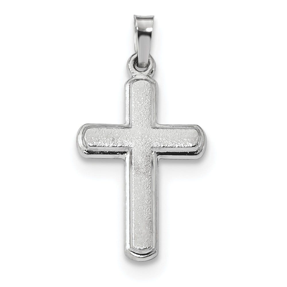 14k White Gold Polished and Satin Cross Pendant