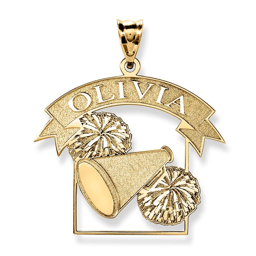 Personalized Cheerleader Banner Name Pendant with Chain Included