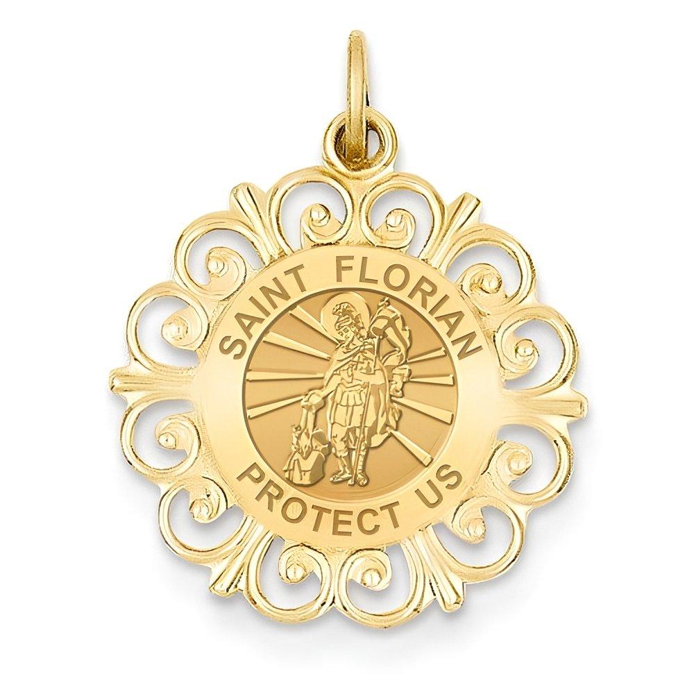 Saint Florian Round Filigree Religious Medal
