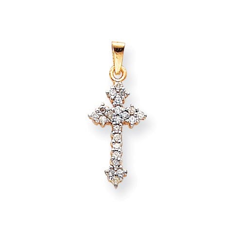 14k & Rhodium Diamond Cross Pendant