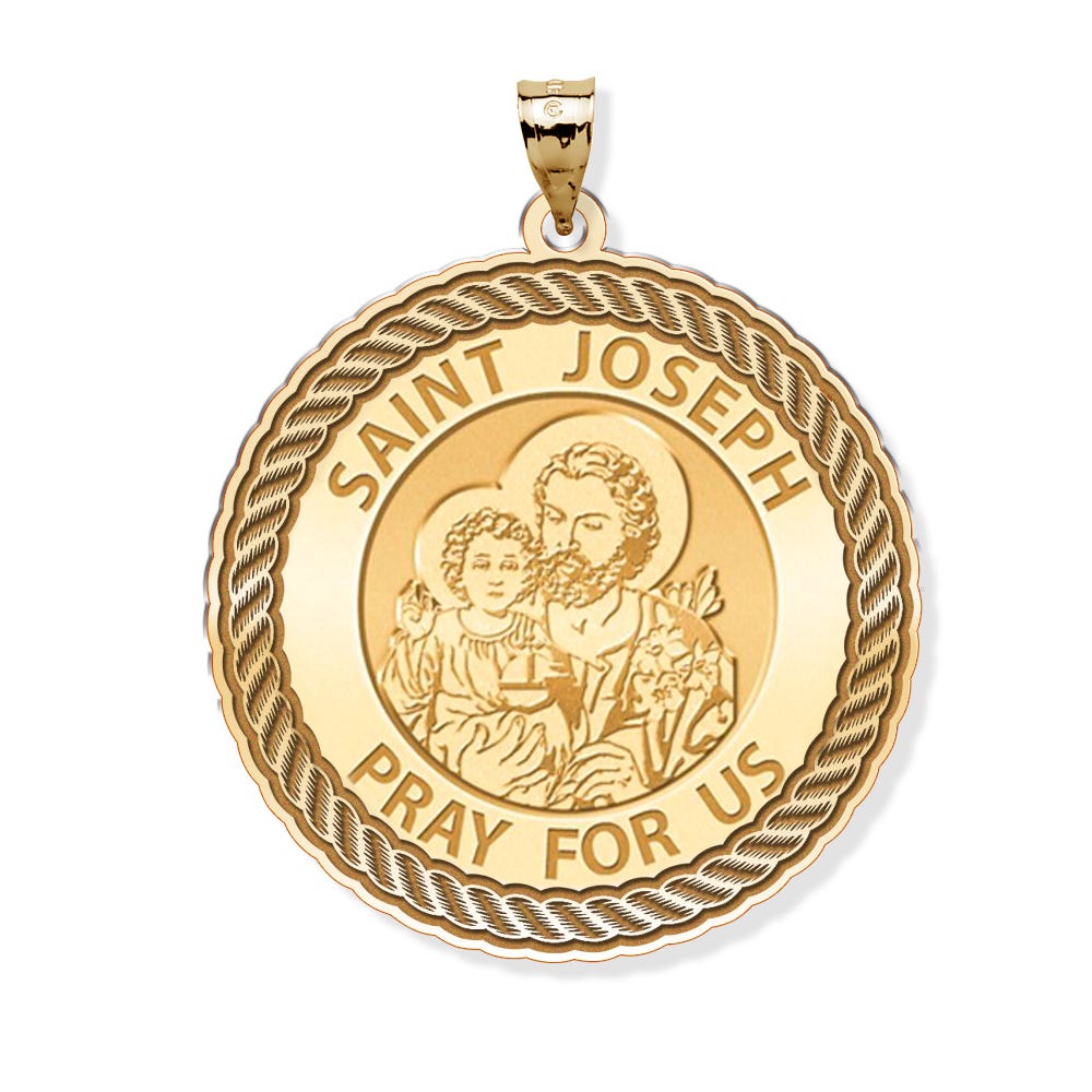 Saint Joseph Round Rope Border Religious Medal
