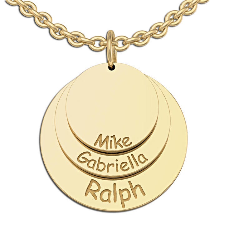 Personalized Round Mother's Three Disc Charm Pendant