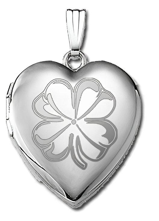 Silver  "Sweetheart" 4 Leaf Clover Heart Locket