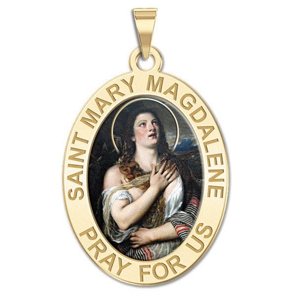 Saint Mary Magdalene Religious Oval Color Medal