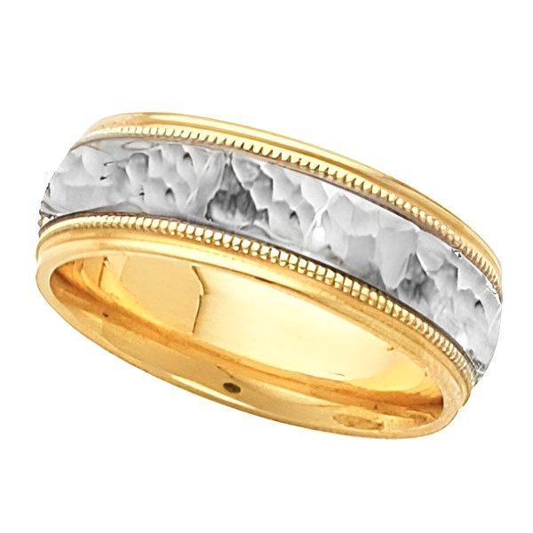 14k Two-Tone 6mm Domed Wedding Band