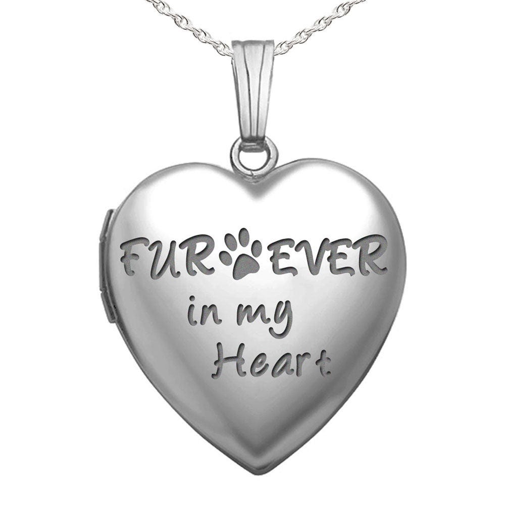 Silver " Fur-ever in my heart " Heart Photo Locket