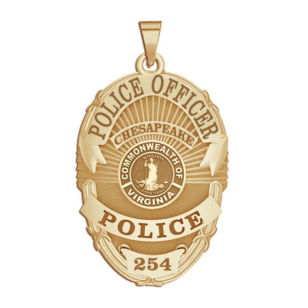 Personalized Chesapeake Virginia Police Badge with Your Rank and Number