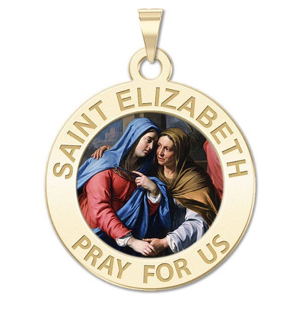 Saint Elizabeth (Mary's Cousin) Round Religious Medal Color
